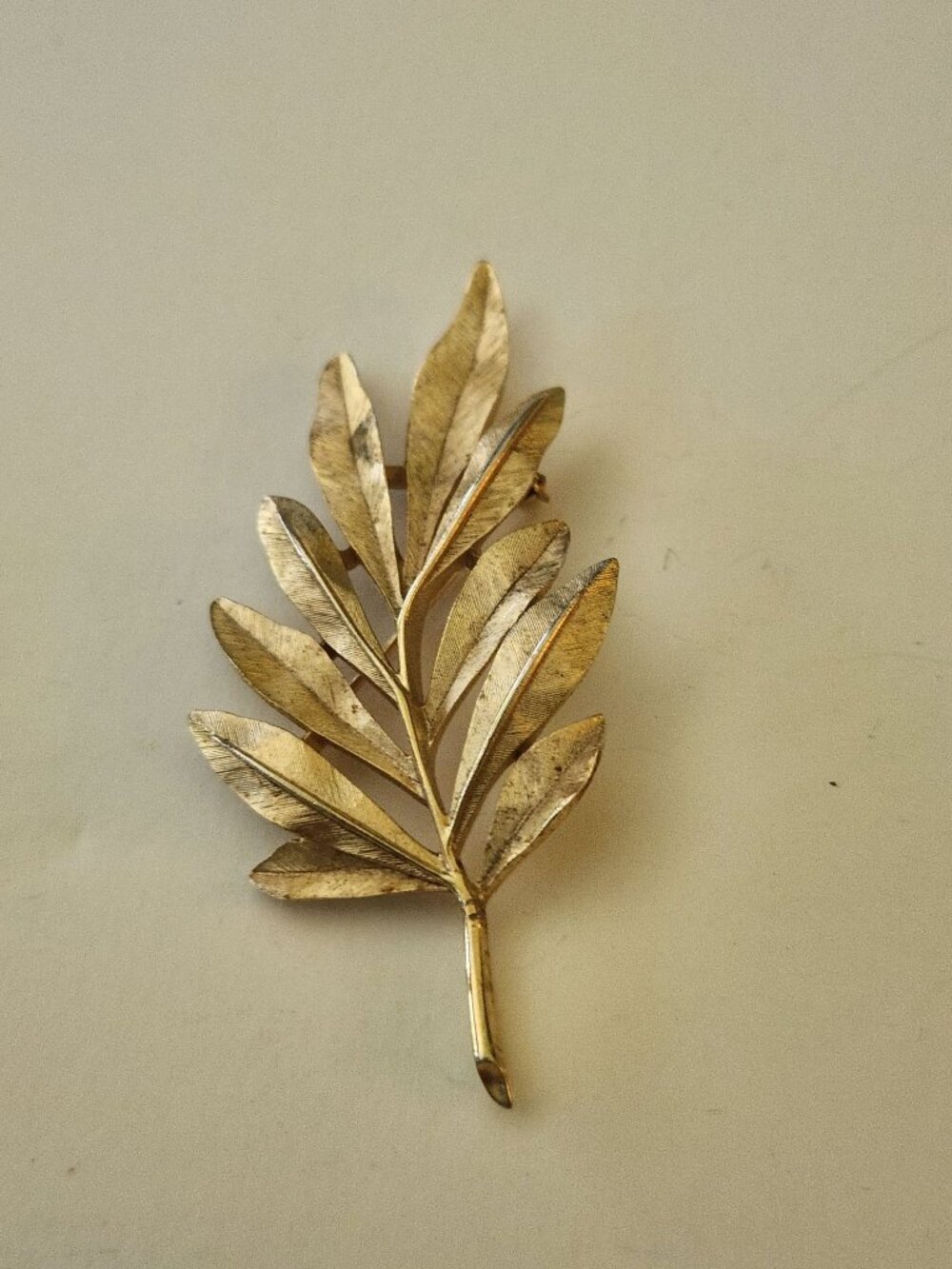 Trifari Goldtone Olive Branch Brooch